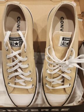 Converse Beige Low Top Canvas Sneakers